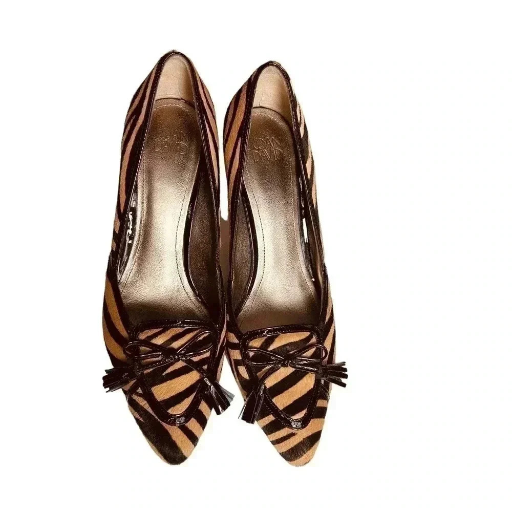 Joan & David 2" Kitten Heel Zebra Print Pony Hair… - image 3